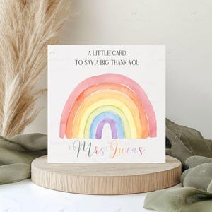 Carte de remerciement pour professeur, Cadeau de fin d'année, Carte de remerciement personnalisée, Vous êtes mon arc-en-ciel, Une petite carte pour dire un grand merci