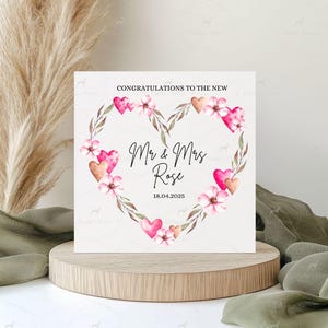 Carte de joyeux mariage, personnalisée pour les nouveaux M. et Mme, les jeunes mariés, carte de mariage juste, carte de voeux d'anniversaire