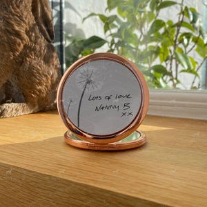 Escritura a mano real, regalo de escritura a mano personalizado, regalo de receta, espejo de bolsillo compacto, regalos de recuerdo, regalo de condolencia, regalo de cumpleaños