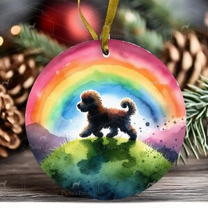 Dog loss Christmas ornament, Dog Memorial, Tree decoration, Metal Christmas bauble, Dog rainbow bridge gift, Cockapoo gifts, Poodle dog loss