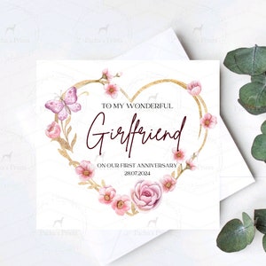 Tarjeta de aniversario personalizada, para siempre y para siempre, tarjeta del 1er aniversario, novia del novio, esposa del marido, tarjeta de boda personalizada