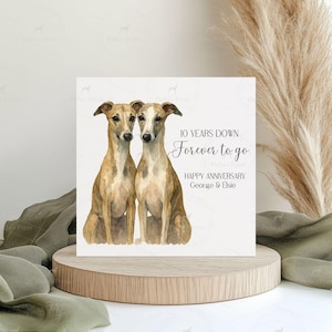 Biglietto di anniversario per la moglie, biglietto di anniversario per il marito, regalo Whippet, regalo Greyhound, levriero, 10° anniversario, anniversario di matrimonio
