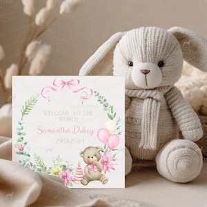 Nouvelle carte personnalisée pour petite fille, Bienvenue dans le monde, Carte de félicitations, Arrivée à bon port, Promu grand-parents, Petite-fille