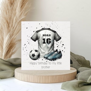 Cartão de aniversário, feito à mão, cartão de aniversário de futebol personalizado, camisa de futebol, filho, irmão, filha, aniversário de futebol esportivo, presente para ele