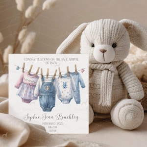 Félicitations, carte personnalisée pour nouveau-né, bébé garçon, petite fille, petit-enfant, nouveaux parents, nouvelle arrivée, poids à la naissance, vêtements pour bébé