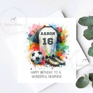 Cartão de aniversário de futebol personalizado, camisa de futebol, filho, irmão, filha, aniversário de futebol esportivo, cartão de aniversário, feito à mão, dia dos pais