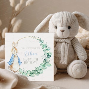 Carte d'anniversaire lapin, carte d'anniversaire personnalisée pour enfant, carte pour garçon 1er 2e 3e 4e 5e 6e 7, 8e, carte spéciale mignonne, fils, petit-fils