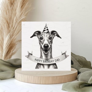 Whippet Geburtstagskarte, alles Gute zum Geburtstag, Papa, vom Whippet, Geburtstagskarte vom Hund, Vatertagskarte vom Hund, Hund Papa Geschenk
