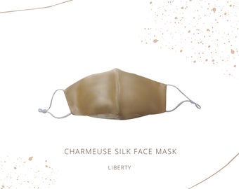 Luxury Charmeuse Silk Face Mask, Made with 3 layers of silk, Nose Wire and adjustable toggles