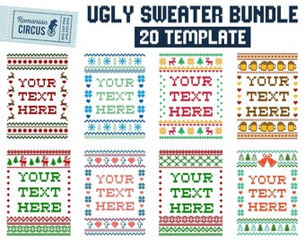 Ugly Sweater Svg, Bundle Png, 20 Ugly Sweater Template for Christmas Shirt, Ugly Sweater Font Included, for Cricut, Sublimation, Silhouette