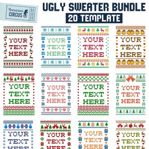 Ful tröja Svg, Bundle Png, 20 Ful tröja mallar för jultröja, Ful tröja typsnitt ingår, för Cricut, sublimering, silhuett