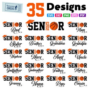 Basketball Senior svg Bundle, Png, Klasse von 2025, Seniorenfamilie passendes Shirt svg, Seniorennacht svg, 35 Designs für Cricut, Sublimation