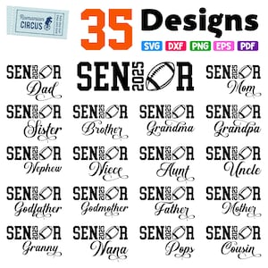 Football Senior SVG Bundle, PNG, Senior Family Matching Shirt Svg, 35 Designs, Class Of 2025 Svg, Gridiron Senior Night/ Cricut, Sublimation
