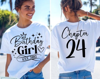 Chica de 24 años SVG, PNG, Capítulo 24 Svg, Est. 2002, Camiseta de chica de 24 años Svg, Negro, Rosa, Blanco, Azul, para Cricut, Sublimación