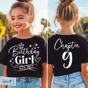 9th Birthday Princess SVG, PNG, Chapter 9 Svg, Est. 2017, 9th Birthday Girl Shirt Svg, Black, White, Pink, Blue, for Cricut, Sublimation