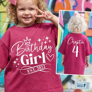 4-årsdagsflicka SVG, PNG, Kapitel fyra Svg, Etablerat 2022, 4 år gammal, 4-årsdagsflicka tröja Svg, Fram + Bak, Svart, Vit, Rosa, Blå bild 2