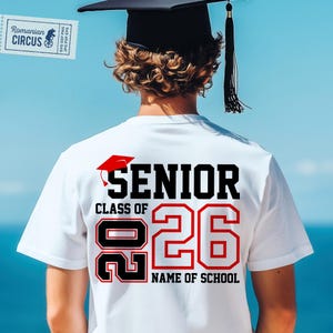 Senior Class Of 2026 Svg, Png, Black Red Sports Design, Back/ Front, Senior 2026 Svg, High School, College, Personalized Senior Shirt Svg