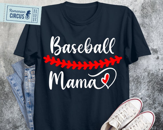 Baseball Mama Svg, Baseball Mom Shirt Svg Cuttable & Printable White Design  with Red Stitch, for Cricut, Silhouette, Iron on, Sublimation