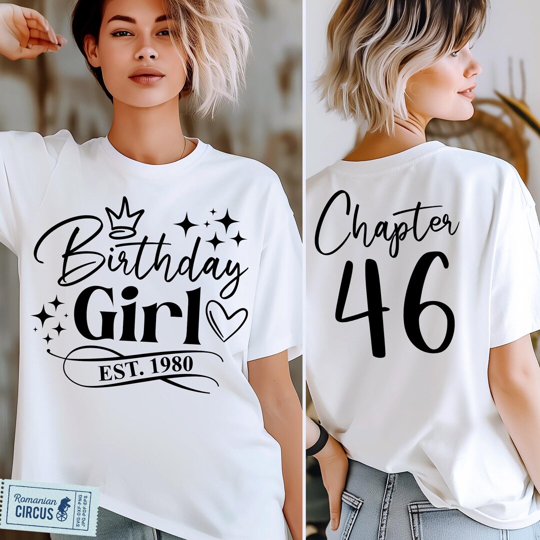 46th Birthday Girl Shirt SVG, PNG, Chapter 46 Svg, Est. 1980 Svg, Front ...