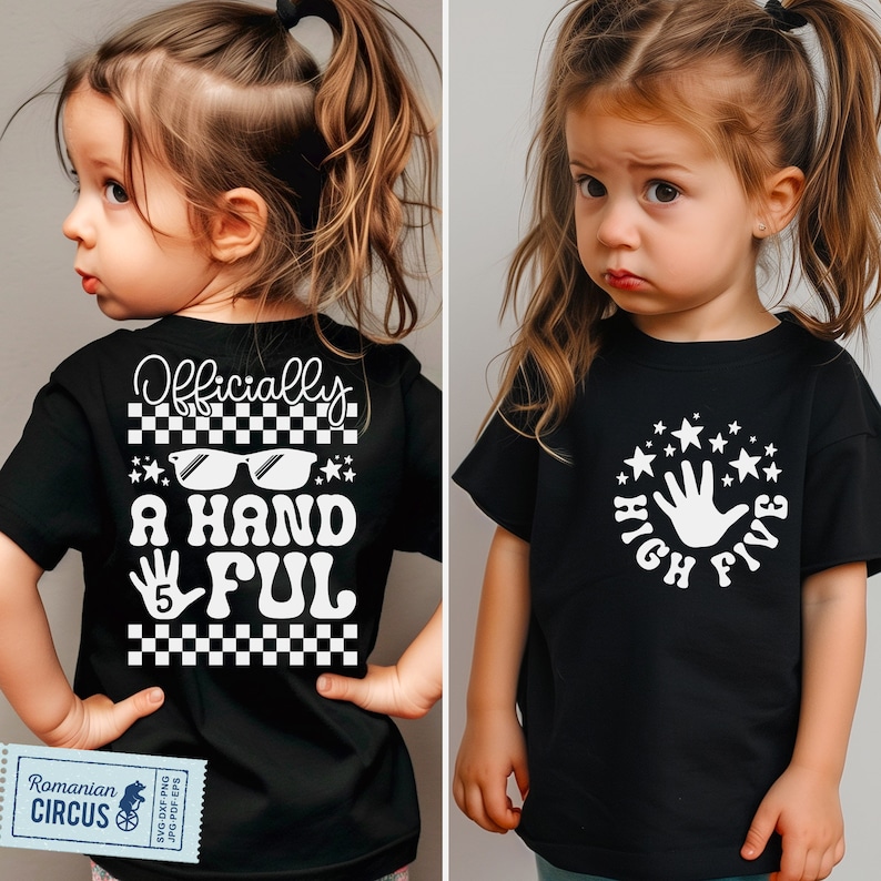 Hand Ful Officially a Handful Svg, Png, High Five Svg, 5th Birthday Shirt Svg ...