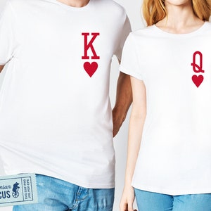 Rey y reina Svg, camisetas a juego para parejas Svg, Rey de corazones Svg + Reina de corazones Svg para Cricut, silueta, sublimación, planchado en Png