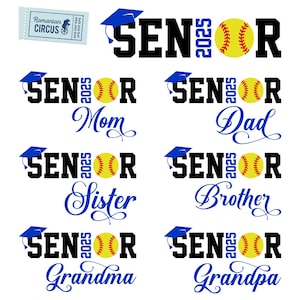 Senior 2025 Softball Svg, Png, Bundle, Graduation 2025, Class of 2025 Svg, Senior Night Softball Svg, Mom, Dad, Grandpa, Grandma, Sister