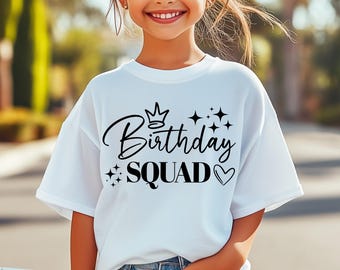 Birthday Squad SVG, PNG, Birthday Squad Shirt Svg, White, Black, Pink, Cuttable & Printable Files, for Cricut, Sublimation