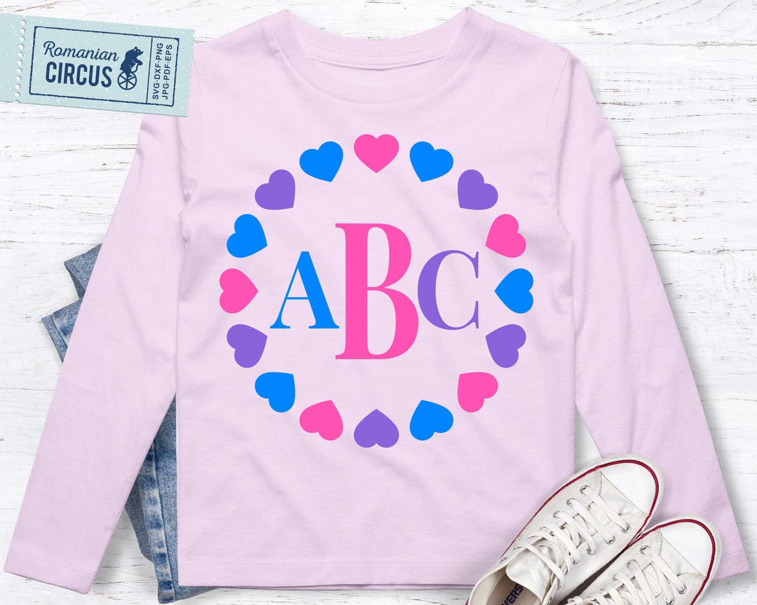 Heart Monogram Svg Circle Frame Svg Initials Border Svg - Etsy