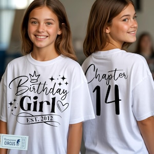 14-årsdagsflicka SVG, PNG, Kapitel 14 Svg, Etablerat 2012, 14-årsdagsflicka tröja Svg, Svart, Vit, Blå, Rosa, för Cricut, Sublimering