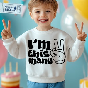 I&#39;m This Many Svg, Png, I&#39;m 2 Svg, 2nd Birthday Svg, Second Birthday Shirt Svg, Boy, Girl, Kids Birthday 2, Cricut, Silhouette, Sublimation