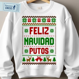 Feliz Navidad Putos Svg, Png, chemise de Noël moche, pour sublimation, Cricut, Silhouette, transfert par presse à chaud