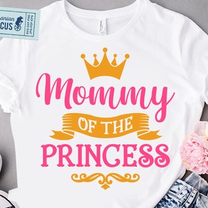 Mamá de la princesa Svg, Png, Camisa de mamá de la cumpleañera Svg, Uso comercial, para Cricut, Silueta, Sublimación, Plancha, Prensa de calor, HTV