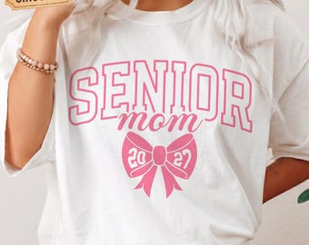 Senior Mom 2027 SVG, Pink Bow Class of 2027 PNG