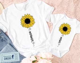Sunflower Svg, Png, Mama & Mini, for Cricut, Sublimation, Mother's Day Svg, Mom and Baby Matching Shirts, Sunflower Shirt Svg