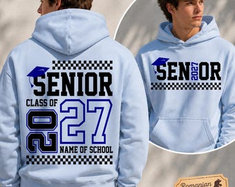 Senior 2027 SVG, design personalizzato per la laurea con il nome della scuola, file digitale per il taglio fronte e retro