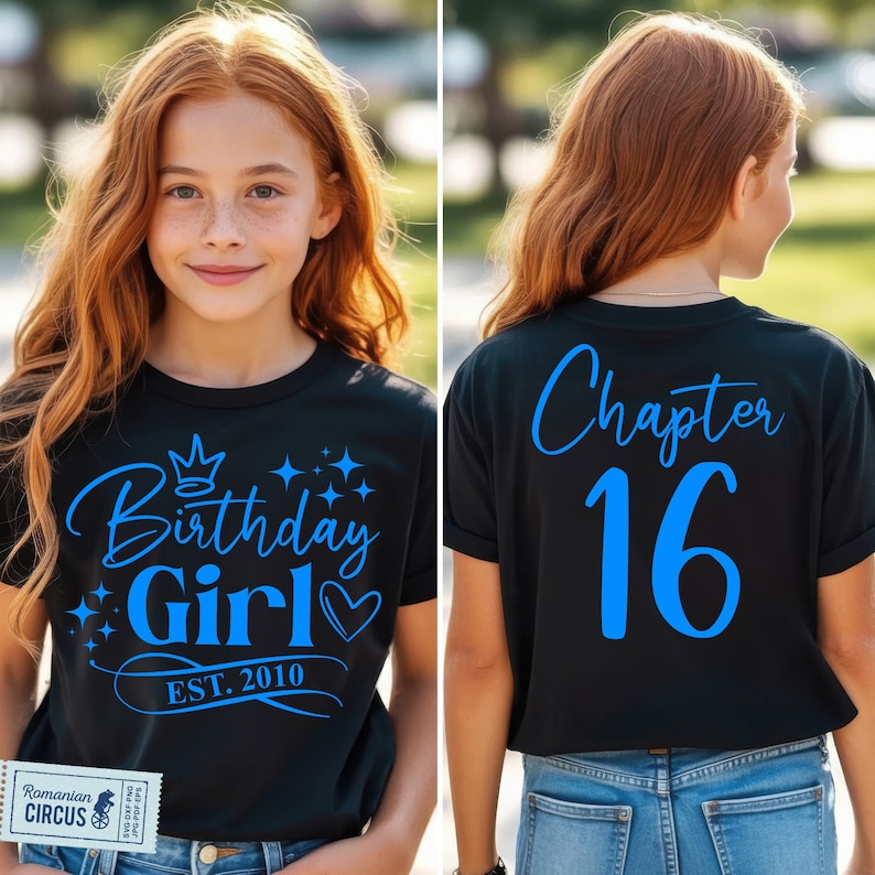 16歳の誕生日の女の子 SVG、PNG、第16章 SVG、設立2010年 SVG、16歳の誕生日の女の子のシャツ SVG、前面背面、白ピンク、黒、クリカット、昇華 画像 3