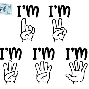 1st, 2nd, 3rd, 4th, 5th Birthday Svg Bundle, I&#39;m One, Two, Three, Four, Five Svg, Baby Birthday Shirt Svg for Cricut, Silhouette, Dxf, Png