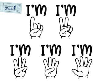 Paquete de Svg de 1.º, 2.º, 3.º, 4.º y 5.º cumpleaños, soy uno, dos, tres, cuatro, cinco Svg, camiseta de cumpleaños de bebé Svg para Cricut, silueta, Dxf, Png