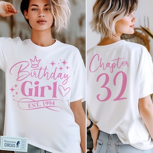 32th Birthday Girl Shirt Svg, Png, Est. 1993, 1994 Svg, Chapter 32 Svg, Front + Back, Black, Pink, Blue, White, for Cricut, Sublimation