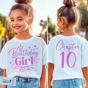 10th Birthday Girl SVG Bundle | Chapter 10 Front & Back Design | 4 Colors PNG Files | Cricut Sublimation
