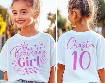 10th Birthday Girl SVG Bundle | Chapter 10 Front & Back Design | 4 Colors PNG Files | Cricut Sublimation