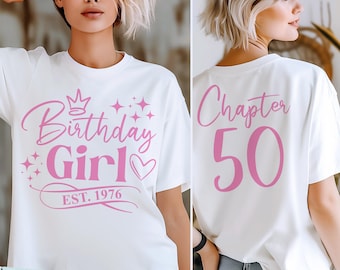 50th Birthday Girl Svg, Png, Chapter 50, 50th Birthday Shirt Svg, Est. 1976, Blue, Black, White, Pink Design, for Cricut, Sublimation