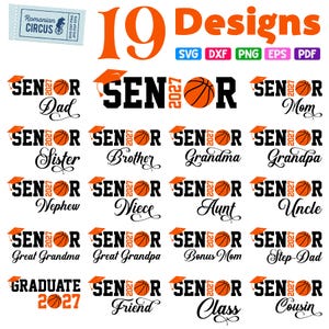 Senior Basketball SVG, Class of 2027 Family Bundle (SVG, PNG, Digital Download)