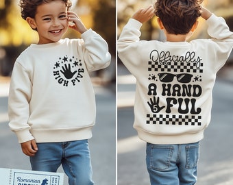 High Five Svg, Png, Officiellt en Handful Svg, 5-årsdagströja Svg, Rutig Design, Fram & Bak, för Cricut, Sublimering, Värmepress