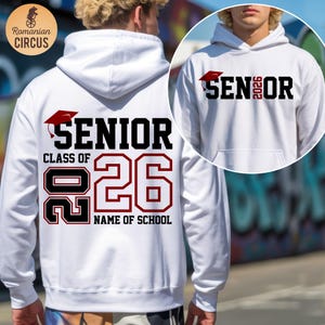 Senior Class of 2026 SVG PNG Sublimation, Red Black Front Back Graduation Design