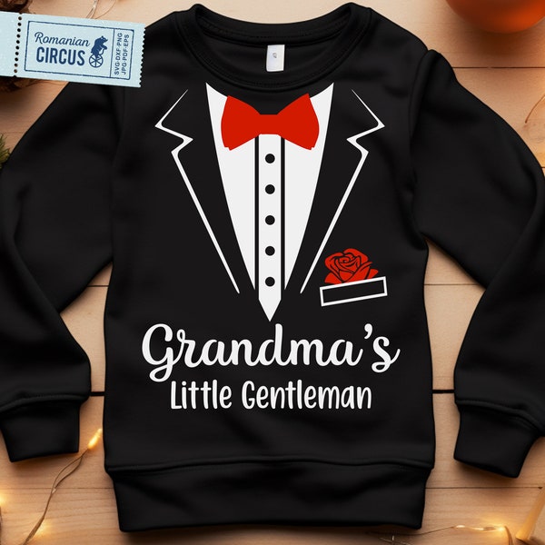 Grandma's Little Gentleman Svg, Png, Tuxedo Svg, Tuxedo Shirt Png, Svg, Boy Shirt Svg, for Cricut, Silhouette, Sublimation T-shirt Image