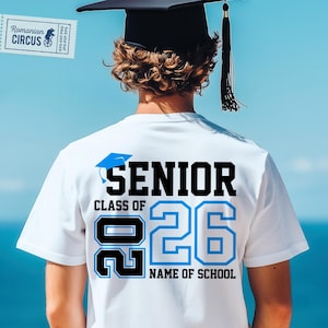 Senior Class of 2026 Svg, Png, Senior 2026 Svg, Senior Night Svg, Senior Shirt Svg, blauw zwart ontwerp, voor- en achterkant, voor Cricut, sublimatie