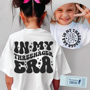 In My Threenager Era Svg, Png, I&#39;m Three Svg, 3e verjaardag shirt Svg, achterkant & voorkant golvend ontwerp, 3 jaar oude Svg, Cricut, sublimatiebestand