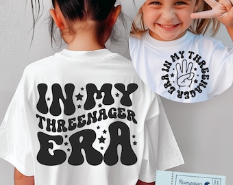 In My Threenager Era Svg, Png, I'm Three Svg, 3rd Birthday Shirt Svg, Back & Front Wavy Design, 3 Years Old Svg, Cricut, Sublimation File