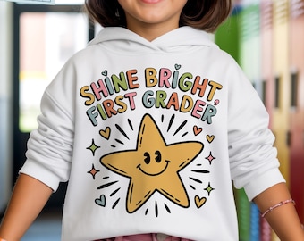 Shine Bright First Grader SVG, PNG, Back To School Svg, 1st Day of 1st Grade Svg, Boy, Girl, Kids First Grade Shirt Svg, Cricut, Sublimation